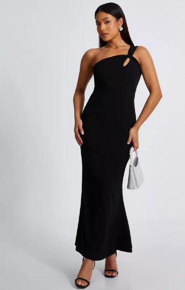 Petite Black Fishtail Midaxi Dress